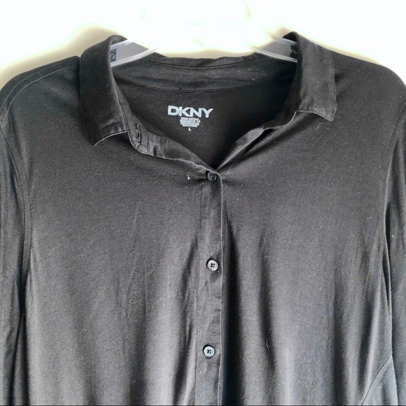 DKNY Black Hi-Low Button Down Long Sleeve Shirt - Picture 4 of 6